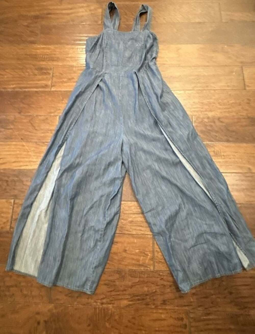 Tommy Jeans Chambray Denim Split-Leg Wide-Leg Jumpsuit